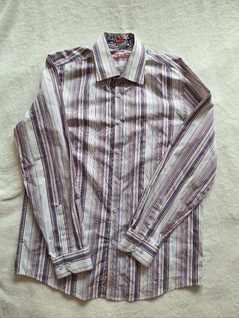 Report Collection Purple Striped Long Sleeve Button Down Shirt Men's Size L